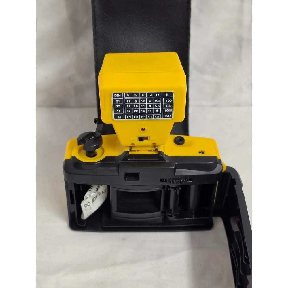 Vintage Ultronic Yellow 35mm Focus Free Film Camera w/ Flash & Case
